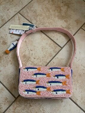 Viral Sardine Beaded Bag in Pink